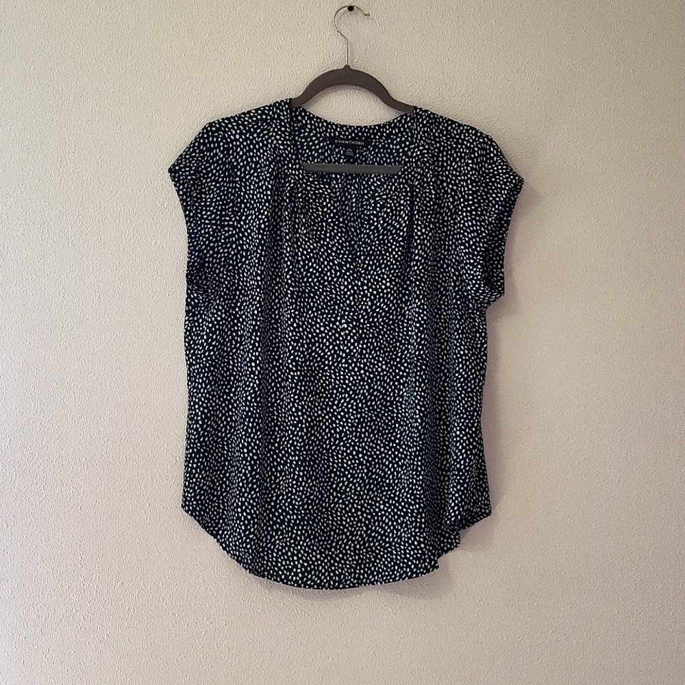 41 Hawthorn Black and White Dot Print Cap Sleeve Blouse